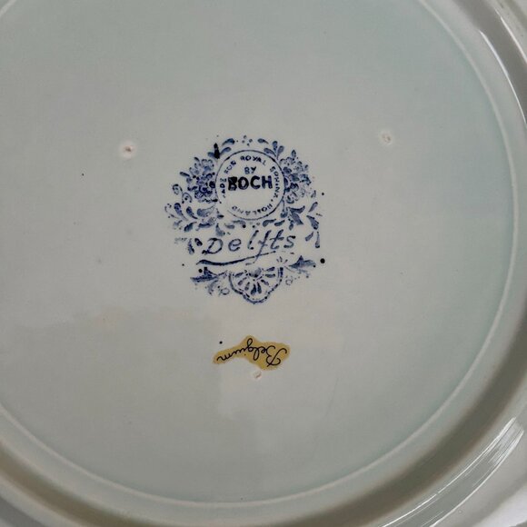 Vintage Royal Sphinx Delfts Cobalt Blue 15.5" Charger Plate by Boch - Picture 3 of 8